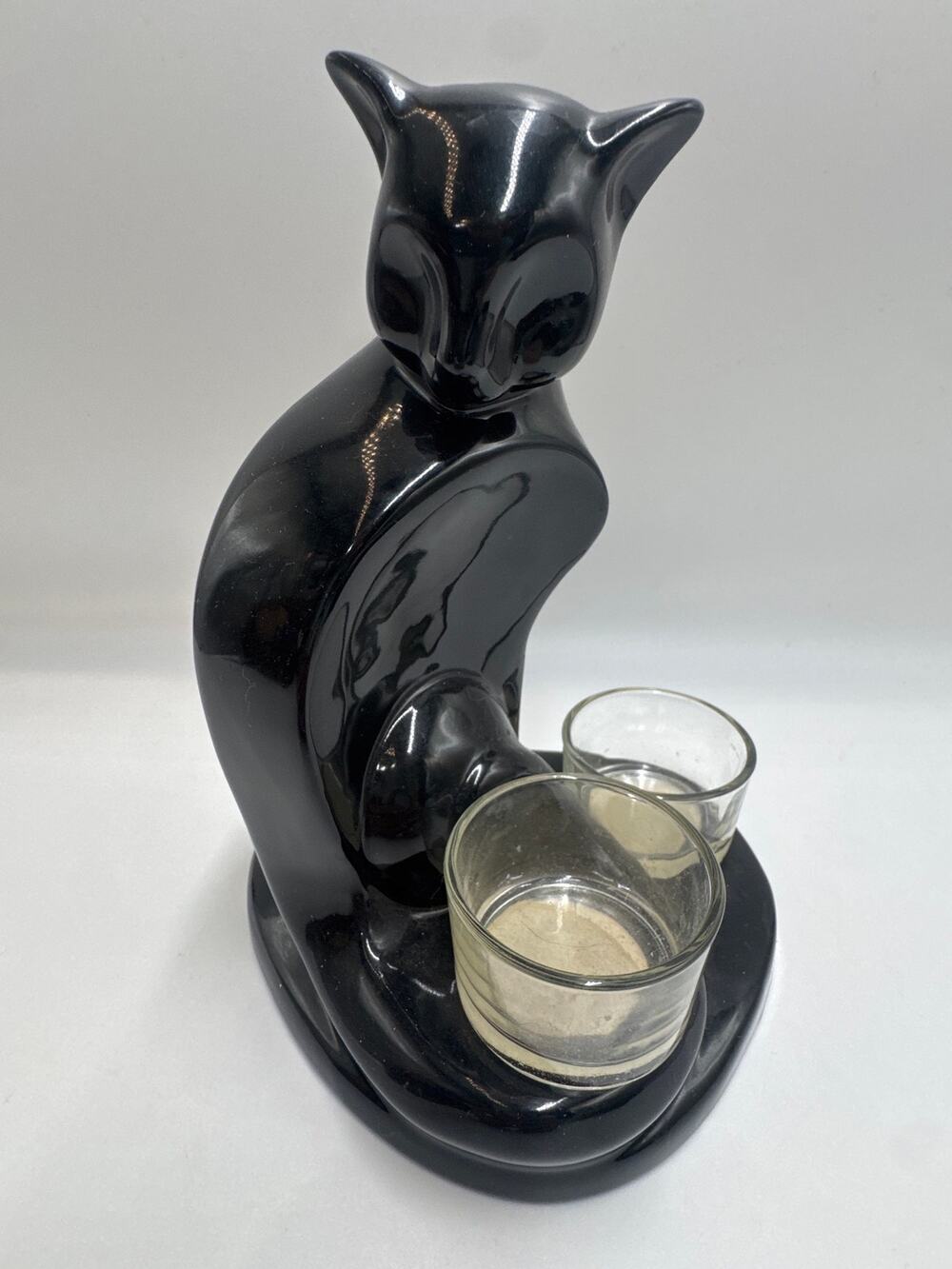 Yankee Candle Black Cat Double Votive Candle Holder Ceramic Halloween Decor